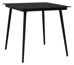 Trädgårdsbord svart 80x80x74 cm stål och glas - Svart