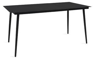 Trädgårdsbord svart 150x80x74 cm stål och glas - Svart