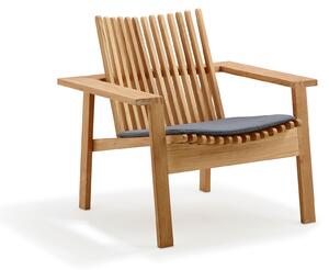 Cane-Line - Amaze lounge fåtölj med dyna - Matstolar utomhus - Foersom & Hiort-Lorenzen MDD - Träfärgad - Trä