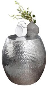 Sido bord Wohnling rund 30 cm, 42 cm höjd, aluminium med hamrat utseende, orientalisk stil Silver - Silver