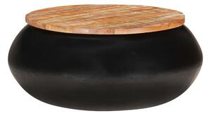 Soffbord svart 68x68x30 cm massivt återvunnet trä - Brun