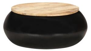Soffbord svart 68x68x30 cm massivt mangoträ - Brun