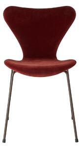Fritz Hansen - Sjuan 3107 stol helklädd sammet stålstativ brun brons autumn red - Matstolar - Arne Jacobsen - Röd - Metall/Textilmaterial