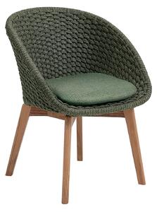 Cane-Line - Peacock Stol, Teak/Dark Green, Inkl. Dyna - Matstolar utomhus - Grön,Grå - Trä/Textilmaterial/Syntetiskt