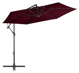 Frihängande parasoll med aluminiumstång vinröd 300 cm - Röd