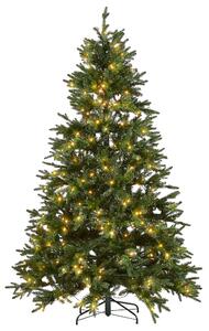 Konstgjord julgran Grön Syntet 210 cm Gångjärnsgrenar LED Fairy Lights Jul Högtid Beliani