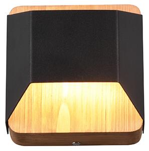Vägglampa svart 12 cm inkl LED 3-stegs dimbar - Tyko