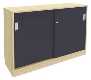 Skjutdörrskåp, 2xA4, 120x91,5x40 cm, Ek/Mörkgrå