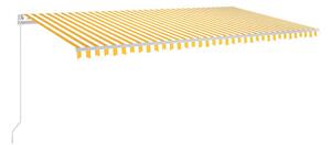 Markis manuellt infällbar med LED 600x300 cm gul och vit - Gul