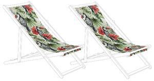 Uppsättning av Tyg till Solstolar 2 st Flamingo Mönster Polyester Solstolstyg Beliani