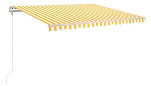Markis automatiskt infällbar 450x300 cm gul och vit - Gul