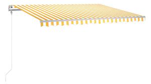 Automatisk markis med vindsensor & LED 400x300 cm gul/vit - Gul