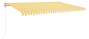 Markis automatiskt infällbar 500x300 cm gul och vit - Gul