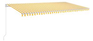 Markis automatiskt infällbar 600x350 cm gul och vit - Gul