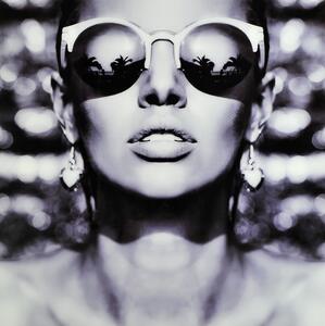 Tavla Woman With Sunglasses Grå - 120x120 cm