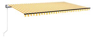 Markis automatiskt infällbar 500x300 cm gul och vit - Gul