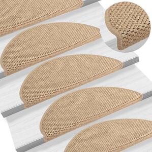 Trappstegsmattor självhäftande sisal 15 st 65x25 cm sand - Beige