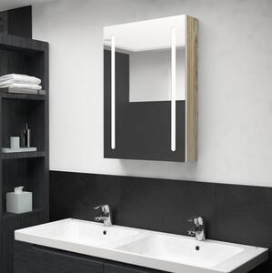 Spegelskåp med LED vit och ek 50x13x70 cm - Vit
