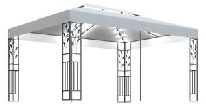 Paviljong med dubbeltak och ljusslinga LED 3x4 m vit - Vit
