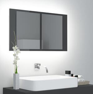 Spegelskåp för badrum LED grå högglans 80x12x45 cm - Grå