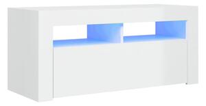 TV-bänk med LED-belysning vit högglans 90x35x40 cm - Vit