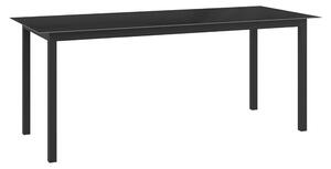 Trädgårdsbord svart 190x90x74 cm aluminium och glas - Svart