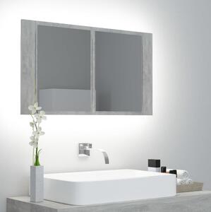 Spegelskåp med LED betonggrå 80x12x45 cm - Grå