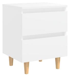 Sängbord med massiva furuben vit 40x35x50 cm - Vit