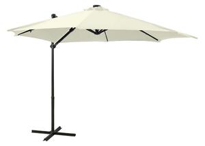 Frihängande parasoll med stång och LED sand 300 cm - Beige