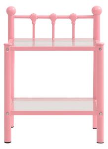 Sängbord rosa och transparent 45x34,5x60,5 cm metall och gla - Rosa
