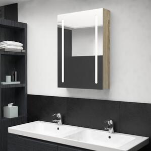 Spegelskåp med LED ek 50x13x70 cm - Brun