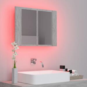 Spegelskåp med LED betonggrå 60x12x45 cm - Grå