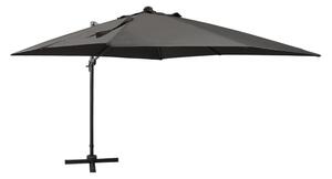 Frihängande parasoll med stång och LED antracit 300 cm - Grå