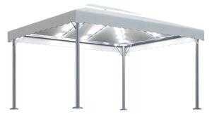 Paviljong med ljusslinga LED 400x300 cm gräddvit aluminium - Vit