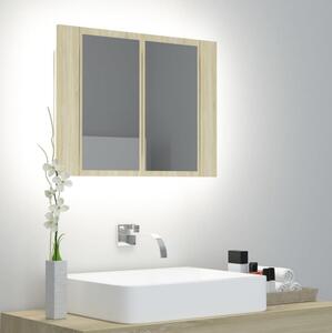 Spegelskåp med LED sonoma-ek 60x12x45 cm - Brun