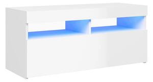 TV-bänk med LED-belysning vit högglans 90x35x40 cm - Vit