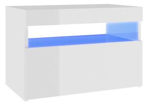 TV-bänk med LED-belysning vit högglans 60x35x40 cm - Vit