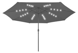 Parasoll med LED-lampor och metallstång 400 cm svart - Svart