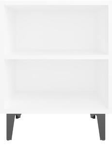 Sängbord med metallben vit 40x30x50 cm - Vit