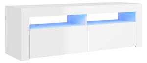 TV-bänk med LED-belysning vit högglans 120x35x40 cm - Vit