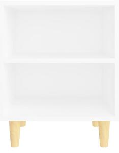 Sängbord med massiva ben vit 40x30x50 cm - Vit