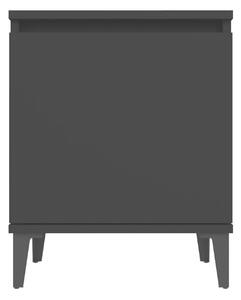 Sängbord med metallben svart 40x30x50 cm - Svart