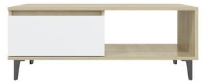 Soffbord vit och sonoma-ek 90x60x35 cm spånskiva - Vit