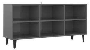 TV-bänk med metallben grå högglans 103,5x30x50 cm - Grå
