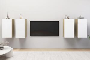 TV-skåp 4 delar vit och sonoma-ek 30,5x30x60 cm spånskiva - Vit