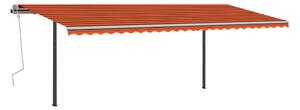 Markis med stolpar manuellt infällbar 6x3 m orange och brun - Orange