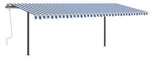 Markis med stolpar manuellt infällbar 6x3 m blå och vit - Blå