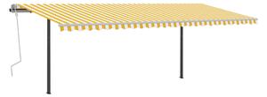 Markis med stolpar manuellt infällbar 6x3 m gul och vit - Gul