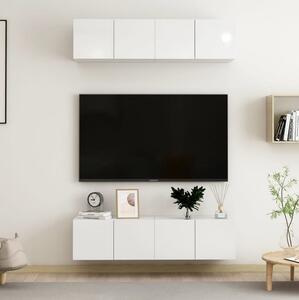 TV-skåp 4 delar vit högglans 60x30x30 cm spånskiva - Vit
