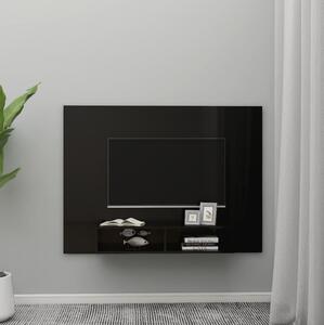 Väggmonterat tv-skåp svart högglans 135x23,5x90 cm spånskiva - Svart